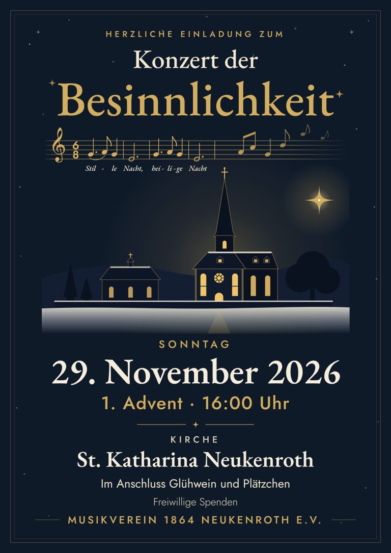 Plakat zum Konzert der Besinnlichkeit am 29. November 2026 in der Kirche St. Katharina Neukenroth